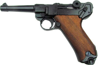 Denix German Luger Parabellum P-08 Non-Firing Prop Gun Wood Grips