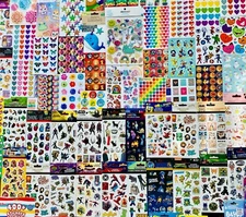 GIGANTIC STICKER LOT All Themes & Ages, DECAL Vinyl GLITTER Foil Puffy Pop 1499+