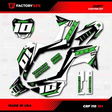 Black & Green Crf110 Shift Racing Graphics kit fits Honda 2019-2025 decal 19-25