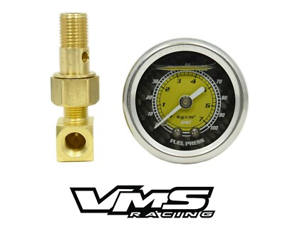 #ad VMS RACING 0 100 PSI FUEL PRESSURE GAUGE YELLOWNCARBON FIBER FOR HONDA ACURA $29.95