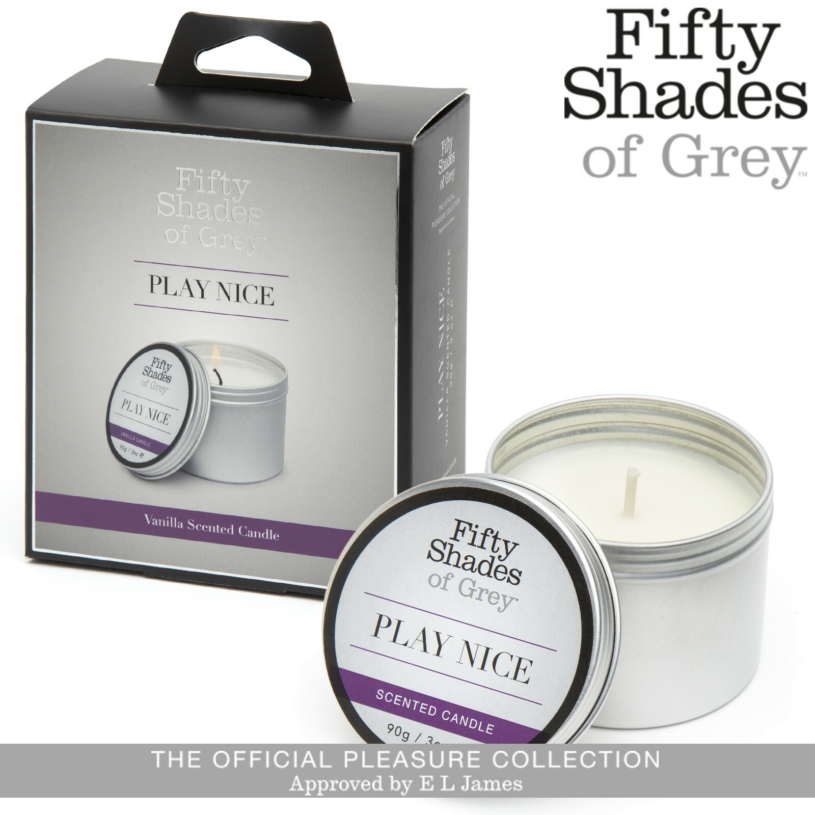 Fifty Shades Of Grey Play Nice Regalo Romantica Candela Erotica Vaniglia 90 G