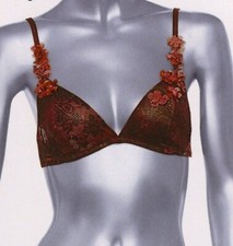 6ixty 8ight 68 Plunge Bra So Rococo 36A RRP £28.00 Chocolate With Flower Detail