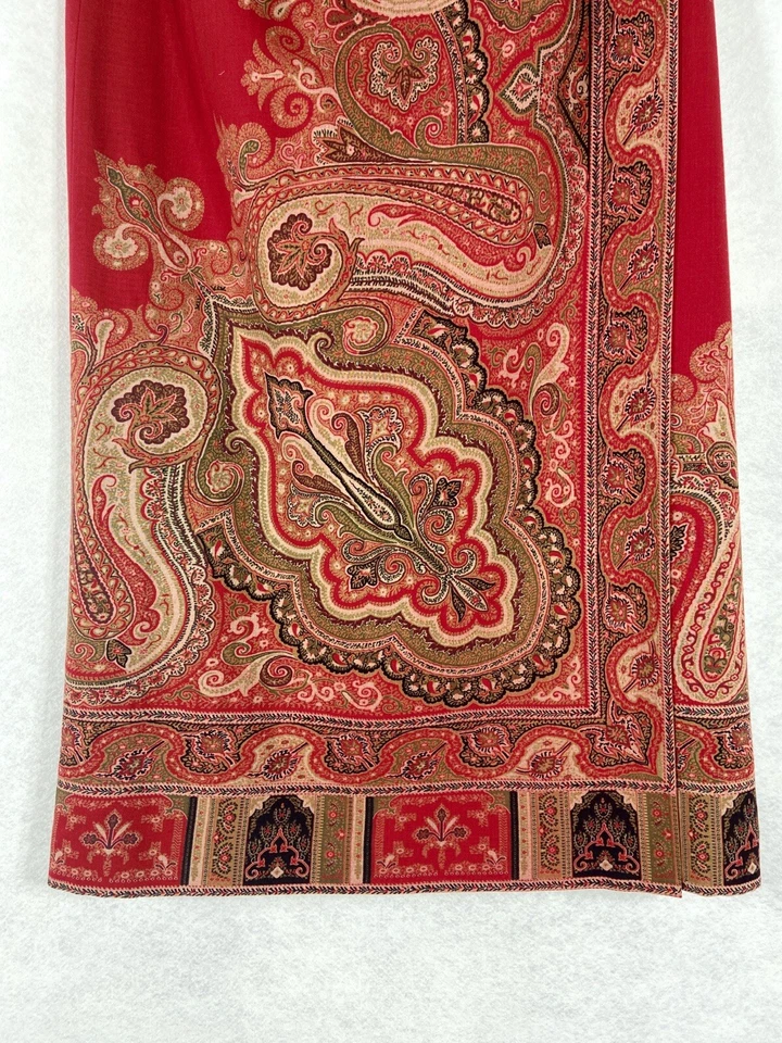 Vintage Talbots Wrap Skirt Women's 16 Red Paisley 100% Wool NWOT - Image 3 of 4