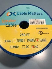 250 Ft Cable Matters 16 AWG In-Wall Rated CL2 Oxygen-Free Bare Copper Bi-Wire