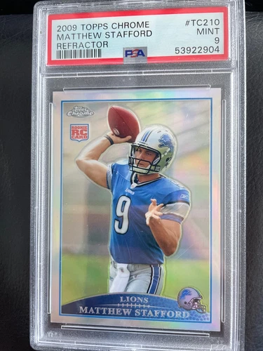 2009 Matthew Stafford Topps Chrome Refractor RC PSA 9 #TC210🔥Super Bowl HOFer 