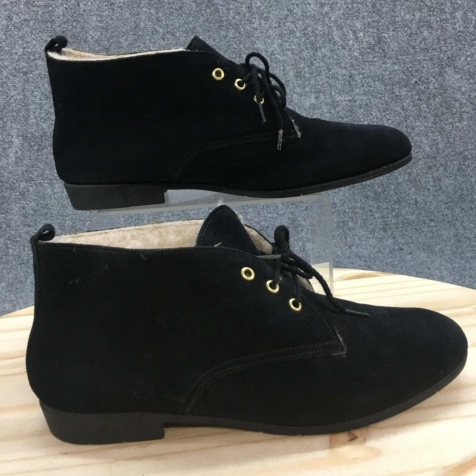 Outdorables Winter Snow Boots Womens 10 M Black Leather Faux Fur Lace Up Cuban