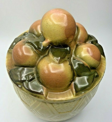Vintage Maurice Ceramics of California Cookie Jar Cannister Peaches Fruit Lid - Picture 12 of 12