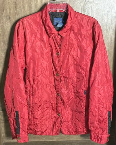 Vintage Faconnable Red Quilted Nylon Puffy Jacket Coat Womens Size XL Hong Kong - Picture 1 of 8