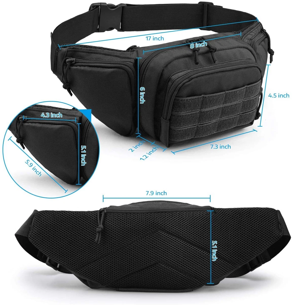 US Tactical Concealed Carry Pistol Fanny Pack Holster Waist Pack Bag Gun  Holster