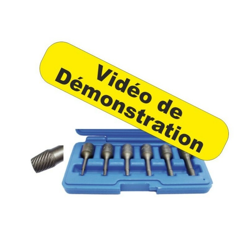 Extracteur Allen et Torx pour vis foirées et cassées de 2 à 10 mm en coffret acier chrome-vanadium