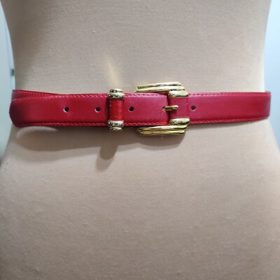Vintage Leather Red and Gold Women\'s Belt Elegant Womens Burgundy Red Gold Buckle Belt 2.0 Cm Ladies  main image 4