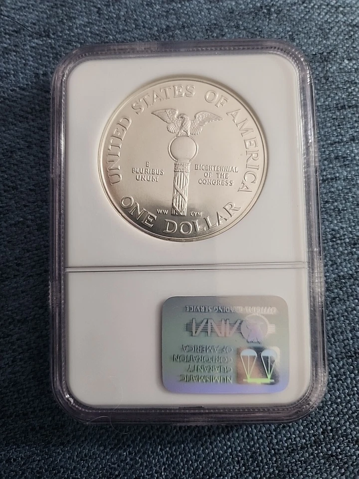 1989 D CONGRESS Silver Dollar Graded Ms69 By NGC - Image 2 of 4