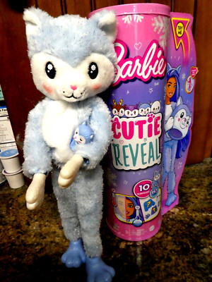 ADORABLE BARBIE CUTIE REVEAL SNOWFLAKE SPARKLE HUSKY  DOLL 10 SURPRIES+DOLL MINT