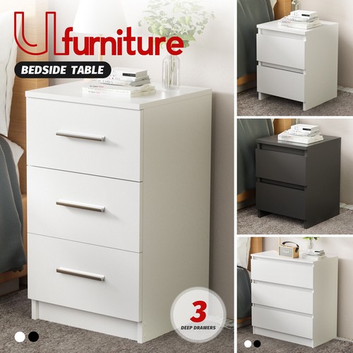Ufurniture Bedside Table 2/3 Drawers Nightstand Side Table Storage Cabinet - Picture 2 of 73