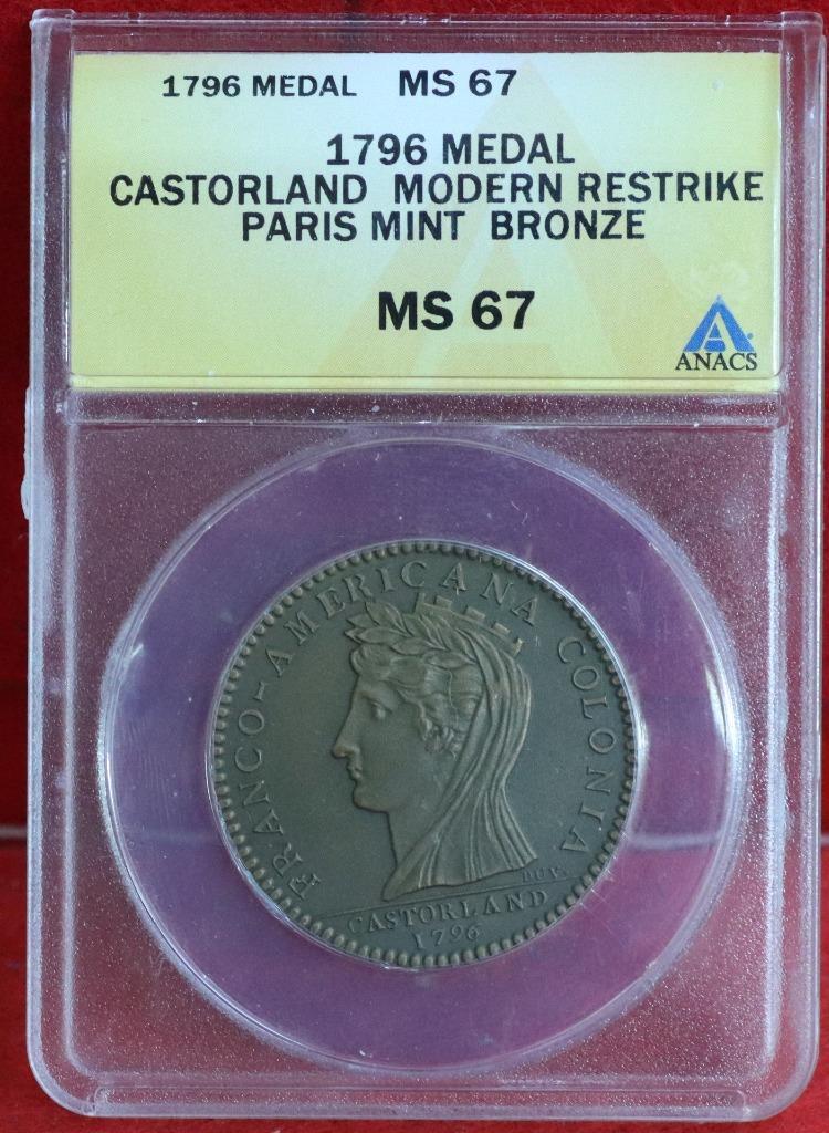 1796 Castorland Modern Restrike Paris Mint Brushed Bronze Medal ANACS