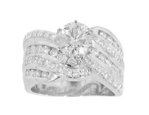 3.27 ct. TW Round Cut Diamond Engagement Ring Channel Setting - 第 1/8 張圖片