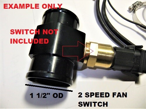 Inline Radiator Hose Temperature Switch Adapter 1 1/2" OD 14mm threads BLK - Picture 3 of 6