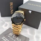 Bulova 97A183 Men's Modern Millennia Gold-Tone Black Dial Bracelet Watch 41mm