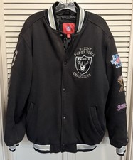 Vintage Rare Raiders NFL Super Bowl Patch XI XV XVIII Varsity Bomber Jacket Sz M