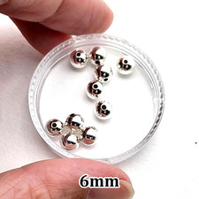 6mm 10pcs Sterling Silver .925 Round Spacer Beads Seamed Smooth Silver Beads