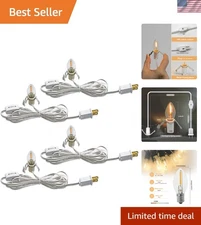 C7 Accessory Cord with C7 Led Light Bulb Candelabra-Base E12 Socket, White Co...