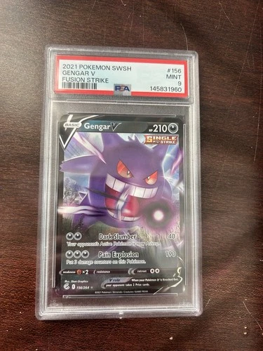 Pokémon TCG Gengar v Fusion Strike Holo Ultra Rare Card 156/264 PSA 9!