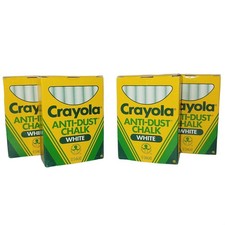 Vintage 1988 Crayola Binney  Smith White Anti-Dust Chalk 4 Boxes of 12 School