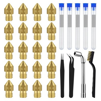 20 PCS MK8 Ender 3 V2 Nozzles 0.4MM, 3D Printer Extruders Brass Nozzles, 3D... 