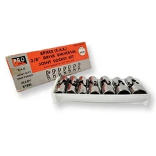 Vintage Pro Brand 8pc Universal Joint Socket Set in 3/8 - 3/4 S.A.E 3/8" Drive