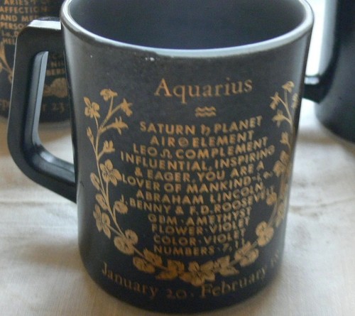 3 Vintage 70s Federal Zodiac Mugs Aquarius Libra Pisces - Picture 7 of 9