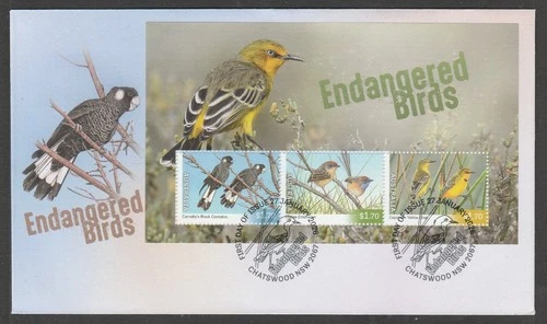 AUSTRALIA 2026 ENDANGERED BIRDS Block, MINISHEET V F Used on FDC - in Stock NOW