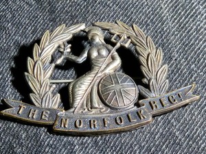 WWI Norfolk Regt Regiment Sweetheart Brooch Pin Britannia Union Jack