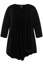 Ulla Popken Damen große Größen Slinkyshirt Lagenoptik A Linie V Ausschnitt