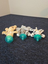 Lot of 3 Mary Meyer WubbaNub Pacifier Soother Elephant Giraffe Cow Stuffed Plush