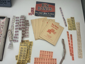 5 Vintage Top Value Stamp Books - 1959 Dayton, Ohio Elephant-PLUS MANY STAMPS
