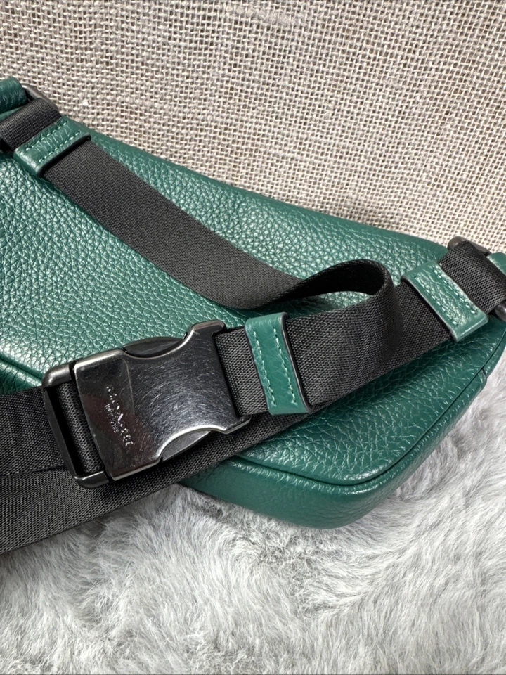Coach Elias Mini Belt Bag Emerald Gunmetal Green Leather Crossbody CR190 - Image 4 of 4