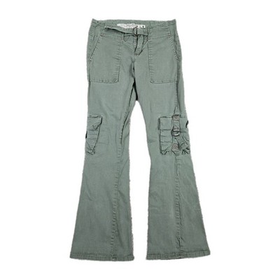 Vintage Y2k Mudd Low Rise Flare Cargo Khaki Pants Womens 7 Grunge