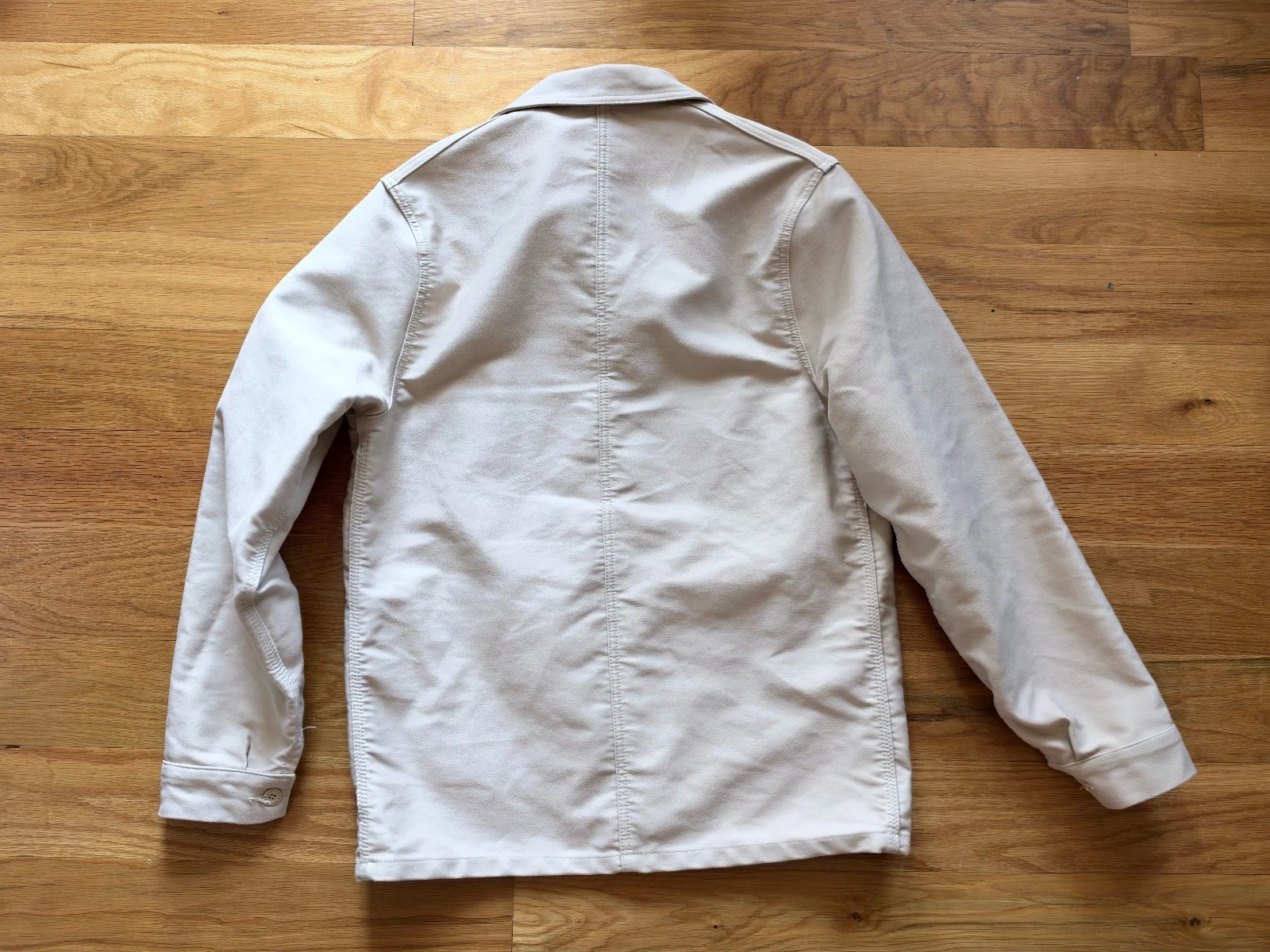Le Laboureur French Chore Work Moleskin Jacket Size Medium Ecru Made in France image 6
