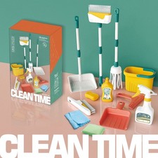 Kids Cleaning Set Pretend Cleaning Cart Housekeeping Toys Kids Broom And Mop Set