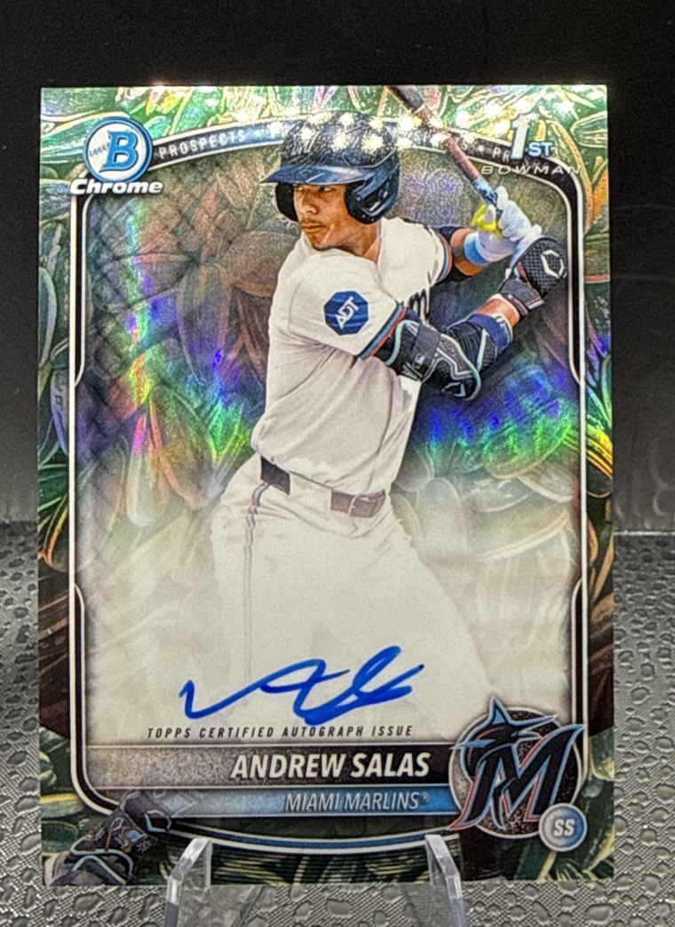 ANDREW SALAS 2025 BOWMAN CHROME #CPA-AS 1ST PROSPECT SUNFLOWER SEEDS AUTO 2/5