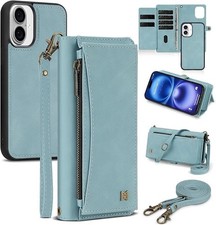 Wallet Case for iPhone 6.1'' Card Holder Crossbody Wallet Strap blue