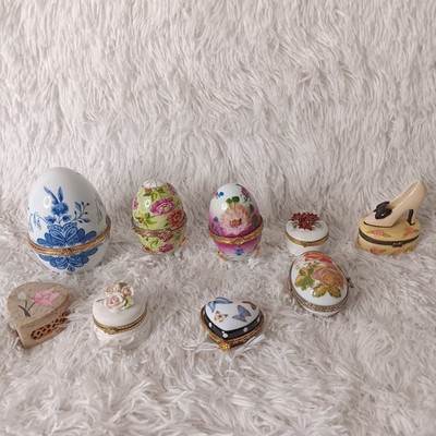 LOT OF 9 Collectible Jewelry Trinket Boxes, Hinged Lids,Egg, Formalities, Zales