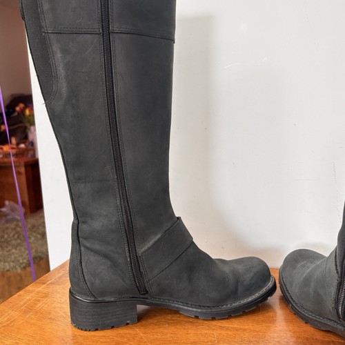 Clarks Boots Knee High Black Flat Buckle Nubuck Comfort Zip Up Size UK 5 - Picture 11 of 15