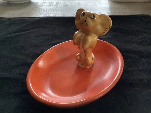 FULPER POTTERY Stangl Art Deco Artist Annie Fish Pekinese Dog Ash Tray Receiver