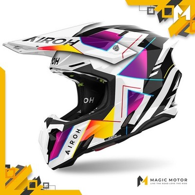 Airoh Motorradhelm Offroad TWIST 3 M REGENBOGEN Weiss