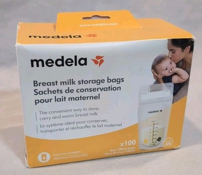 Medela Breast Milk Storage Bags 6oz/180ml x100 Pcs, Double Zip, NEW SEALED Box 
