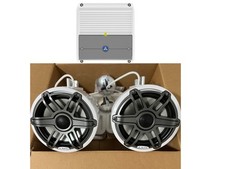 JL Audio M6 7.7" Enclosed Wake Tower Speakers Pair M200/2 2-Channel Marine Amp