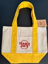 Trader Joe's - Mini Canvas Tote - Yellow - Reusable Shopping Bag - New w/ Tags