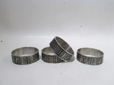 Midcentury Norway Pewter Konge Tinn Set 4 Napkin Rings Hardanger 