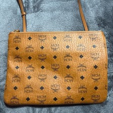 MCM Visetos Leather Shoulder Pouch Bag with Strap